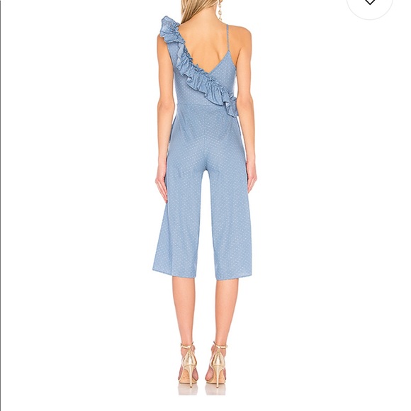 Tularosa Light Blue Ruffle One-Shoulder Jumpsuit - Picture 3 of 3